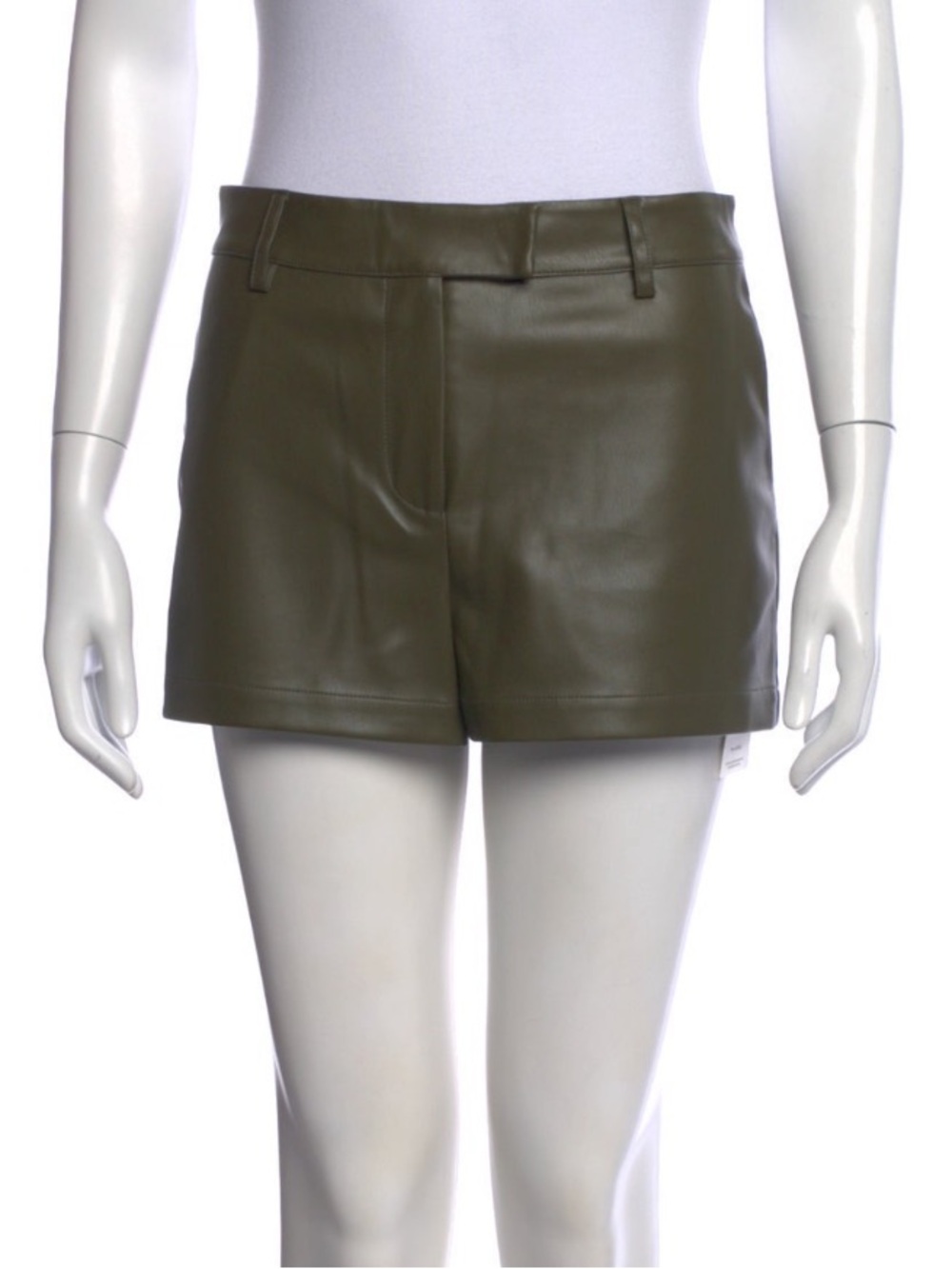 NWT The Frankie Shop Belmont Faux Leather Hot Pants Khaki M